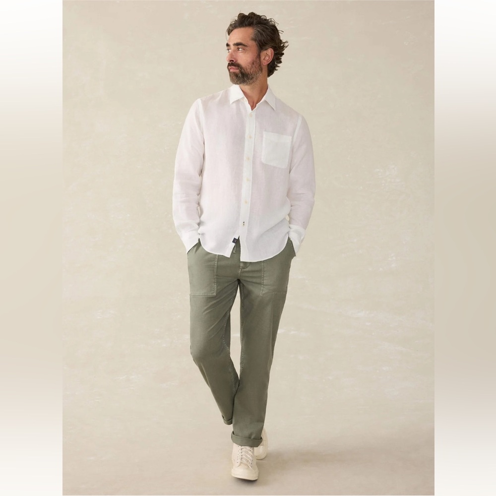 Faherty Reserve Laguna Linen Shirt - White Size XL